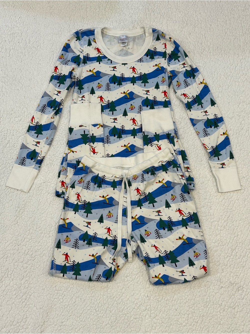 Hanna Andersson Holiday HannaJams Ski Slope Thermal PJ Set sz XS Organic Cotton